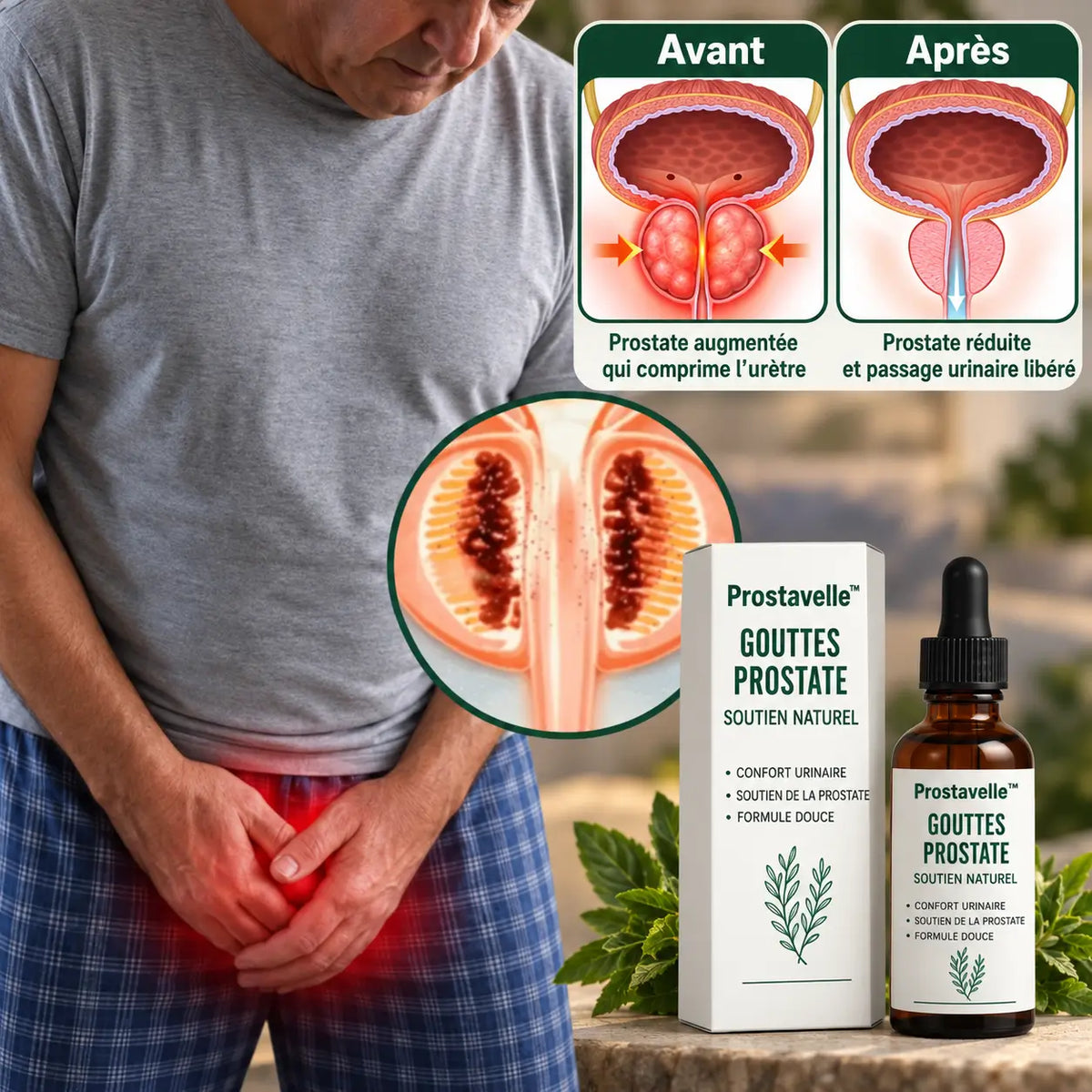 Prostavelle™ Gouttes Prostate | Retrouvez un jet puissant et dormez enfin toute la nuit sans interruption !