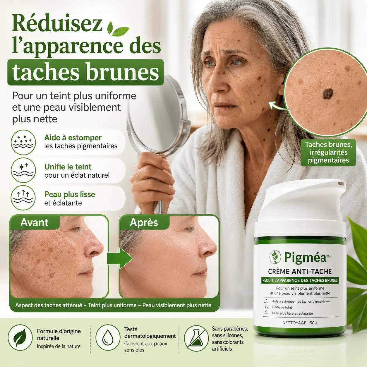 Pigméa™ Crème Anti-Tache | Élimine les taches de vieillesse et les taches de naissance en 36 heures - avant que les taches ne deviennent plus visibles !