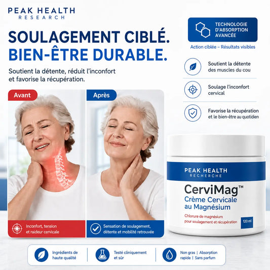 CerviMag™ Crème Cervicale au Magnésium | Débloquez votre nuque et retrouvez une rotation complète en 3 à 4 semaines !