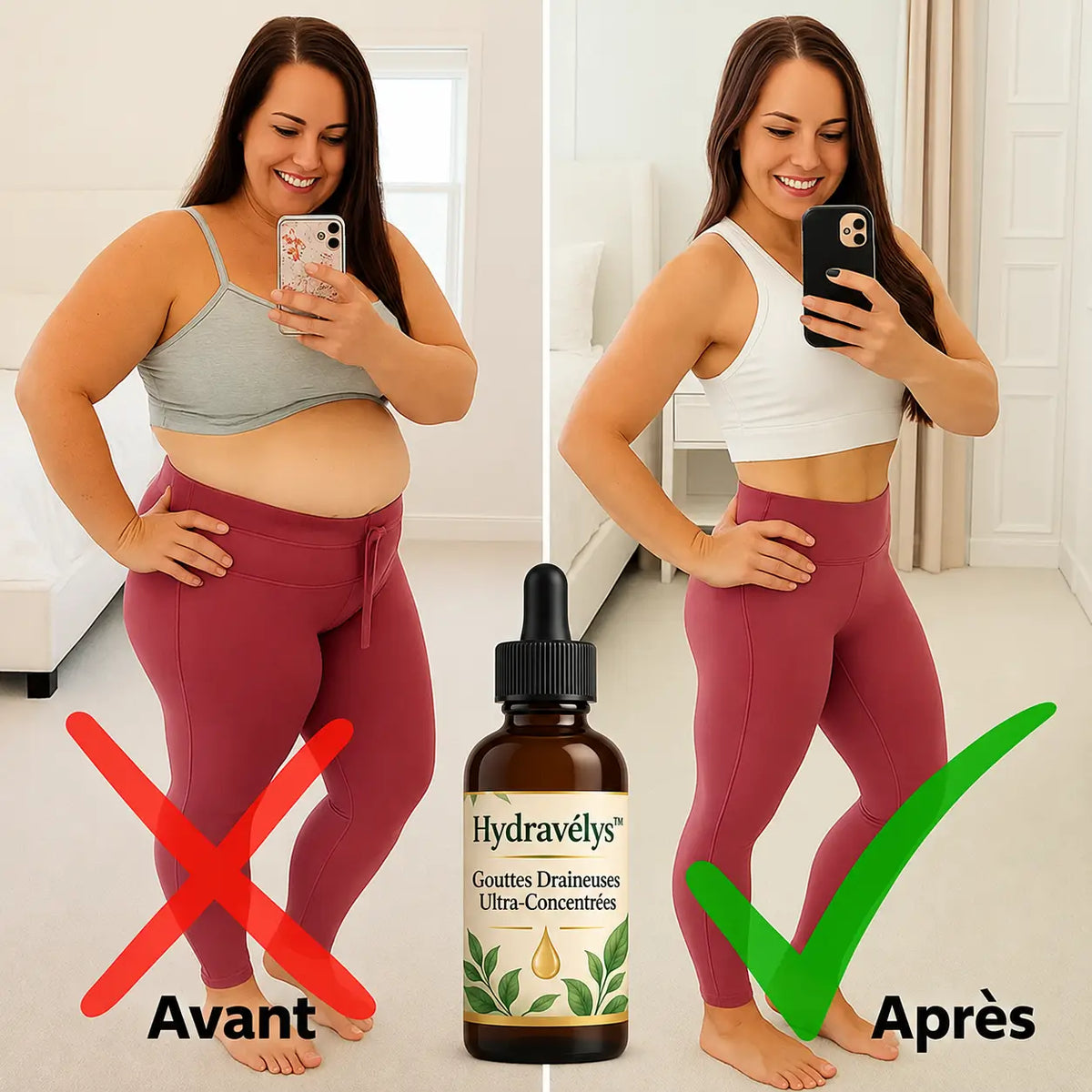 Hydravélys™ Gouttes Draineuses Ultra-Concentrées | Dégonfle votre ventre et vos jambes en 14 jours chrono!