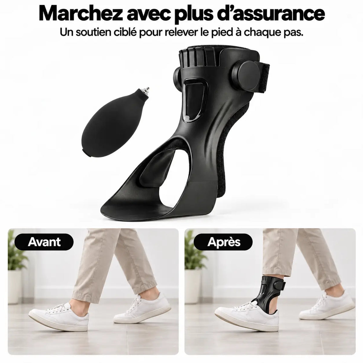 Marchevia™ Chevillère Aide à la Marche | Fini le pied qui traîne, remarchez normalement dès le premier pas !