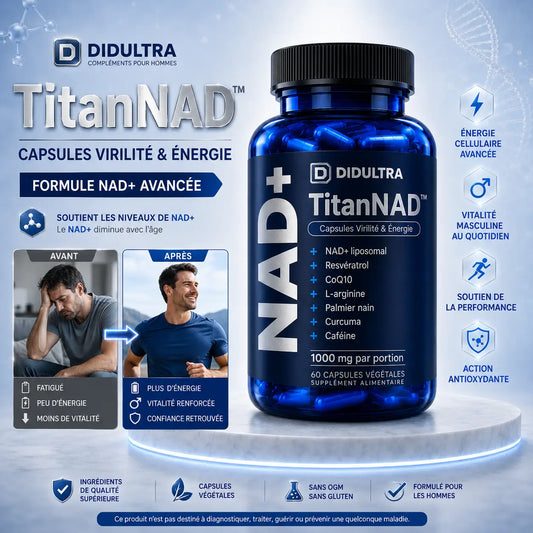 TitanNAD™ Capsules Virilité & Énergie | Boost votre taux de testostérone de +92 % en 7 jours seulement !