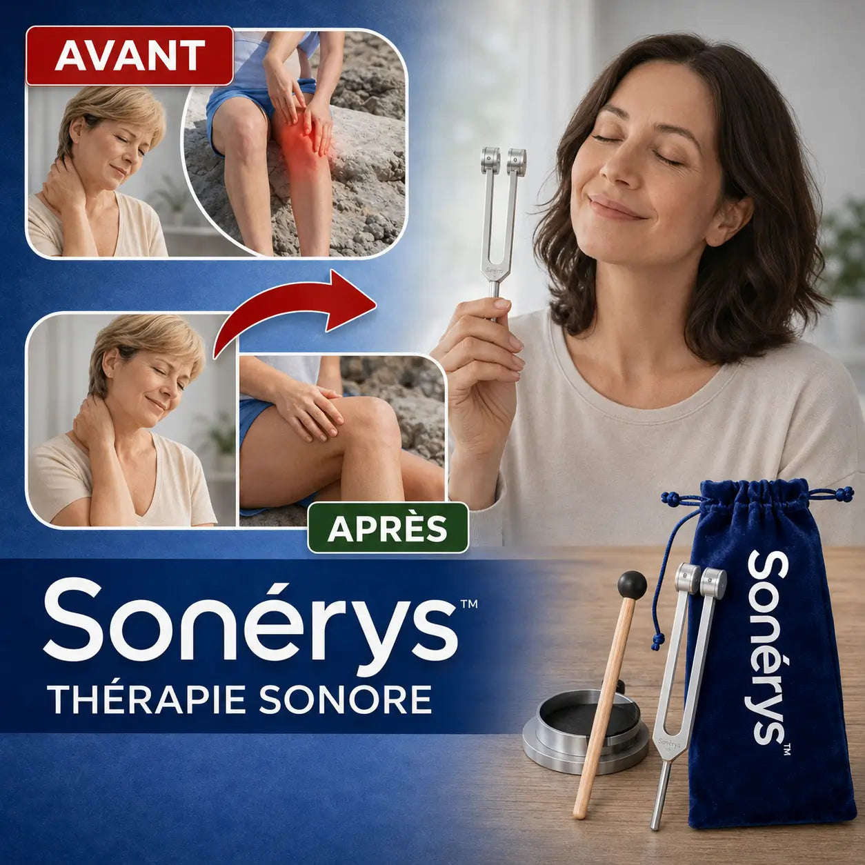 Sonérys™ Thérapie Sonore | Éliminez jusqu’à 92 % de la douleur en 5 minutes sans médicaments !