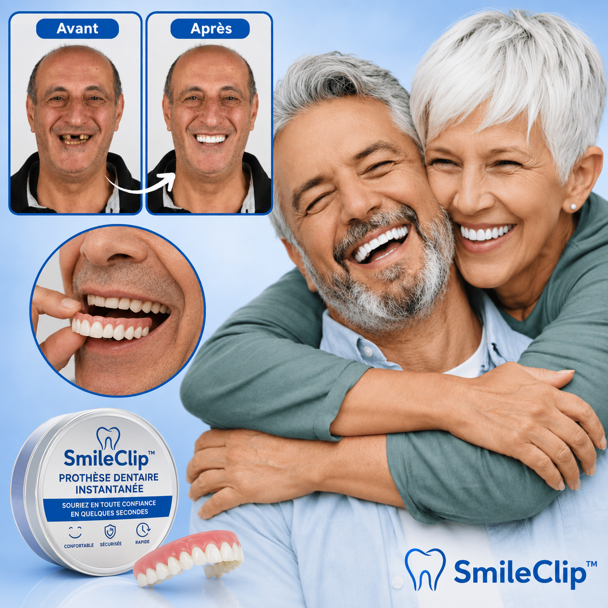 SmileClip™ Prothèse Dentaire Instantanée | Un sourire éclatant sans dentiste en 10 secondes!