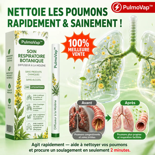 PulmoVap™ Diffuseur Respiratoire à la Molène | Libérez vos bronches et respirez plus librement en 2 minutes !
