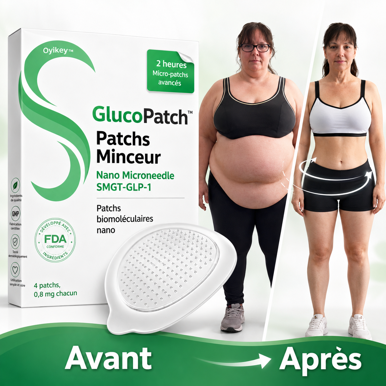GlucoSlim™ Patchs Minceur Nano Microneedle SMGT-GLP-1 | Élimine les toxines et fait perdre du poids en 10 minutes !