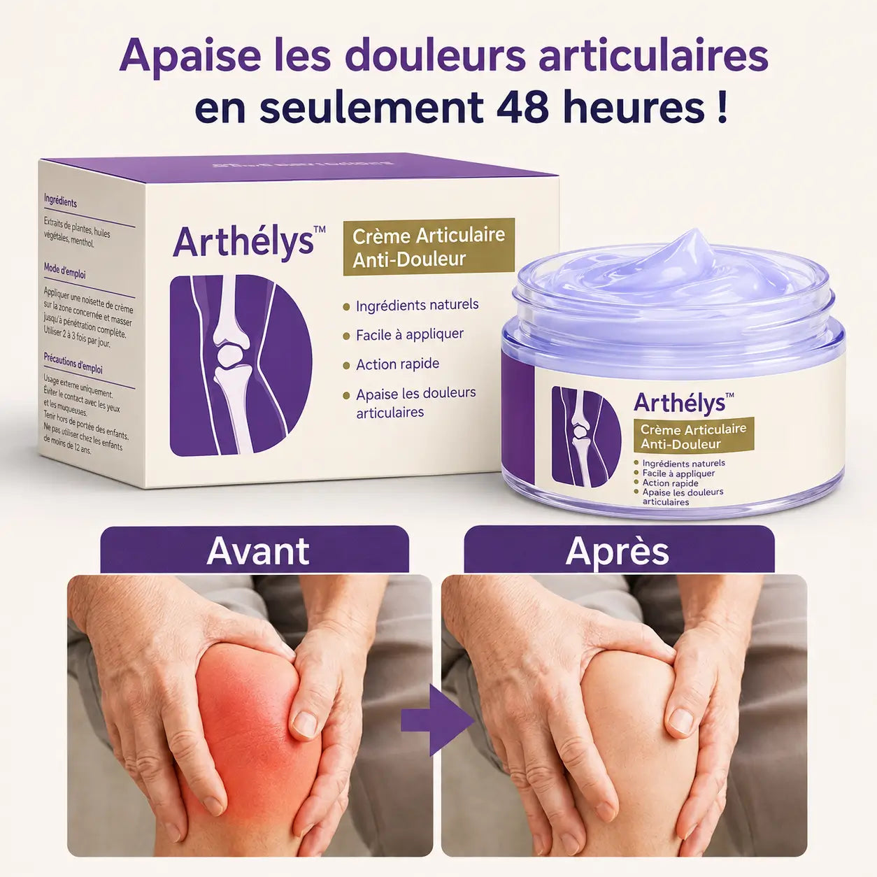 Arthélys™ Crème Articulaire Anti-Douleur | Élimine les douleurs articulaires jusqu'à 87 % en seulement 48 heures !