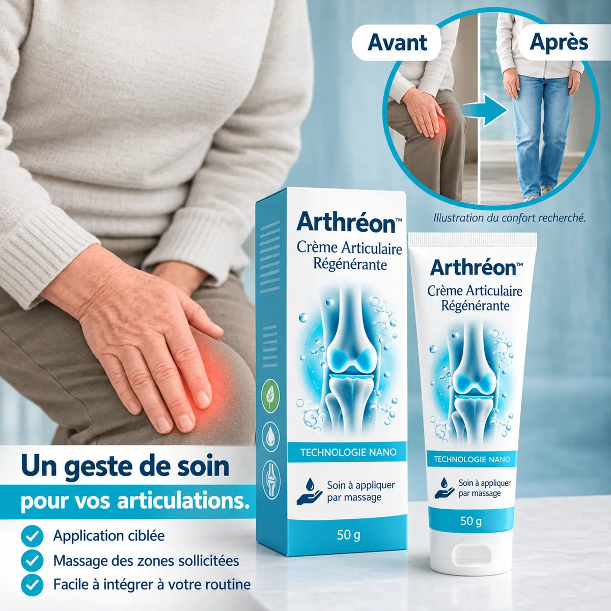 Arthréon™ Crème Articulaire Régénérante | Éliminez jusqu’à 97 % de vos douleurs articulaires en seulement 4 jours !