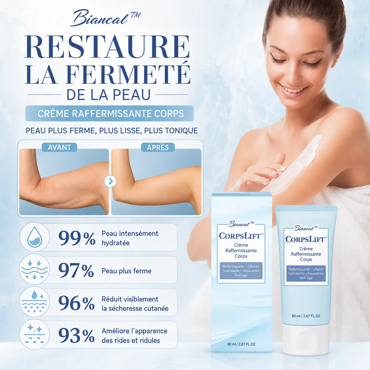 CorpsLift™ Crème Raffermissante Corps | Retendez la peau relâchée et retrouvez un corps plus ferme en 7 jours !
