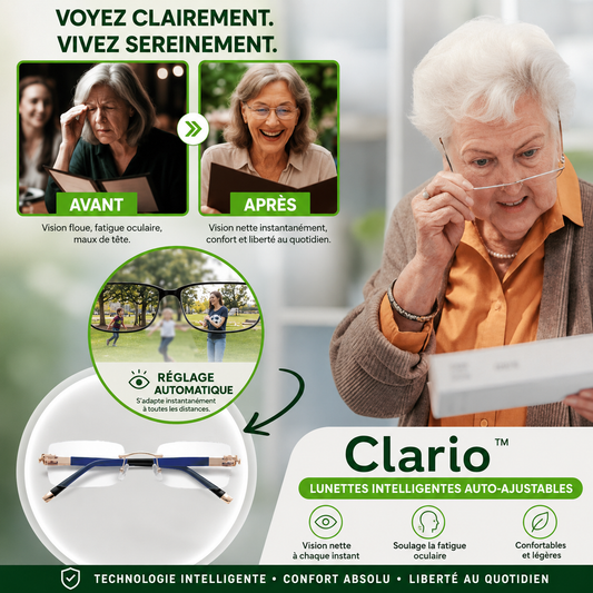 Clario™ Lunettes Intelligentes Auto-Ajustables | Voyez net à toutes les distances sans ordonnance ni lunettes hors de prix !