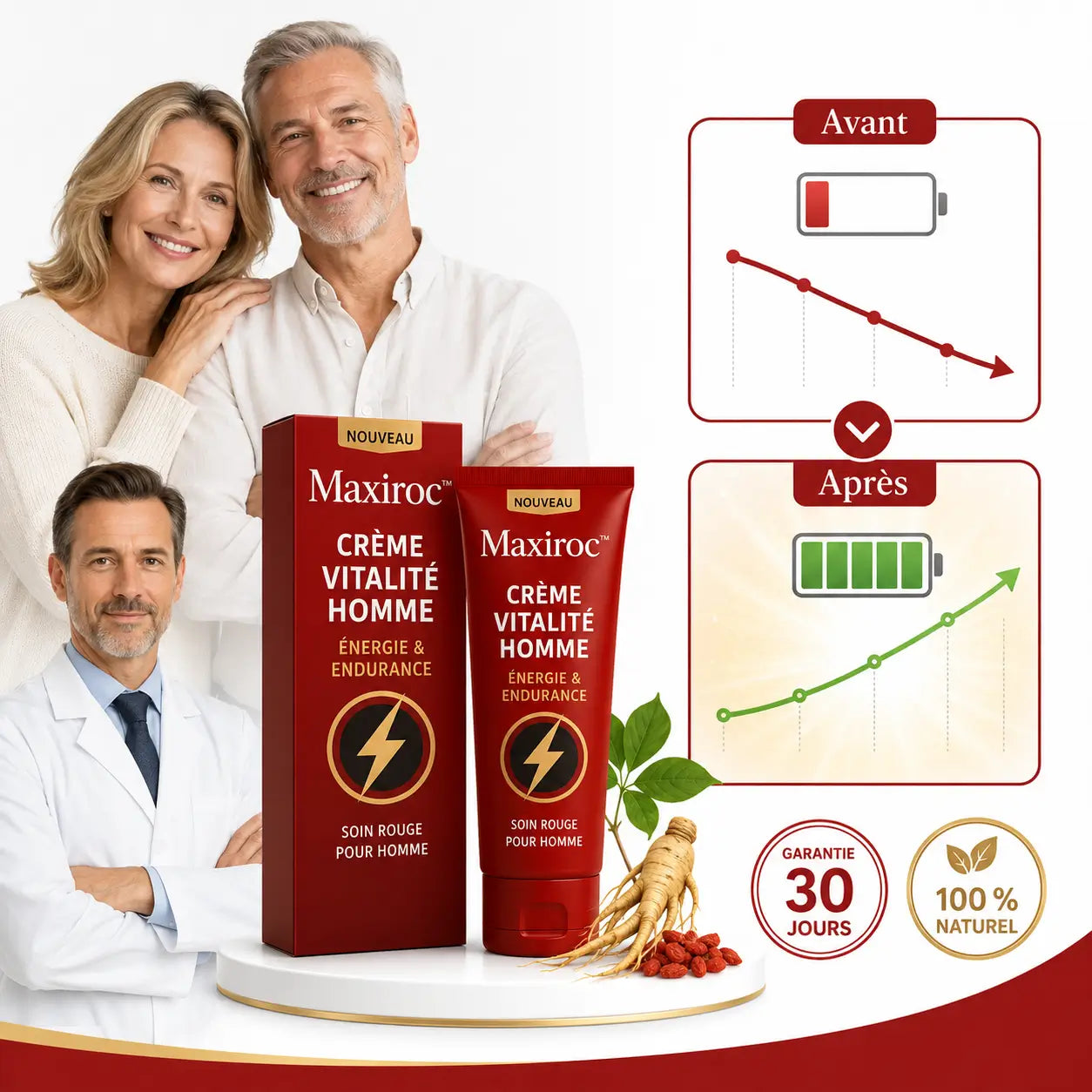 Maxiroc™ Crème Érection Homme | Retrouvez une érection dure et une confiance d’acier sans pilules ni injections !