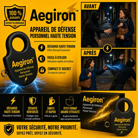 Aegiron™ Appareil de Défense Personnel Haute Tension | Neutralise tout agresseur en 1 seconde, sans effort !