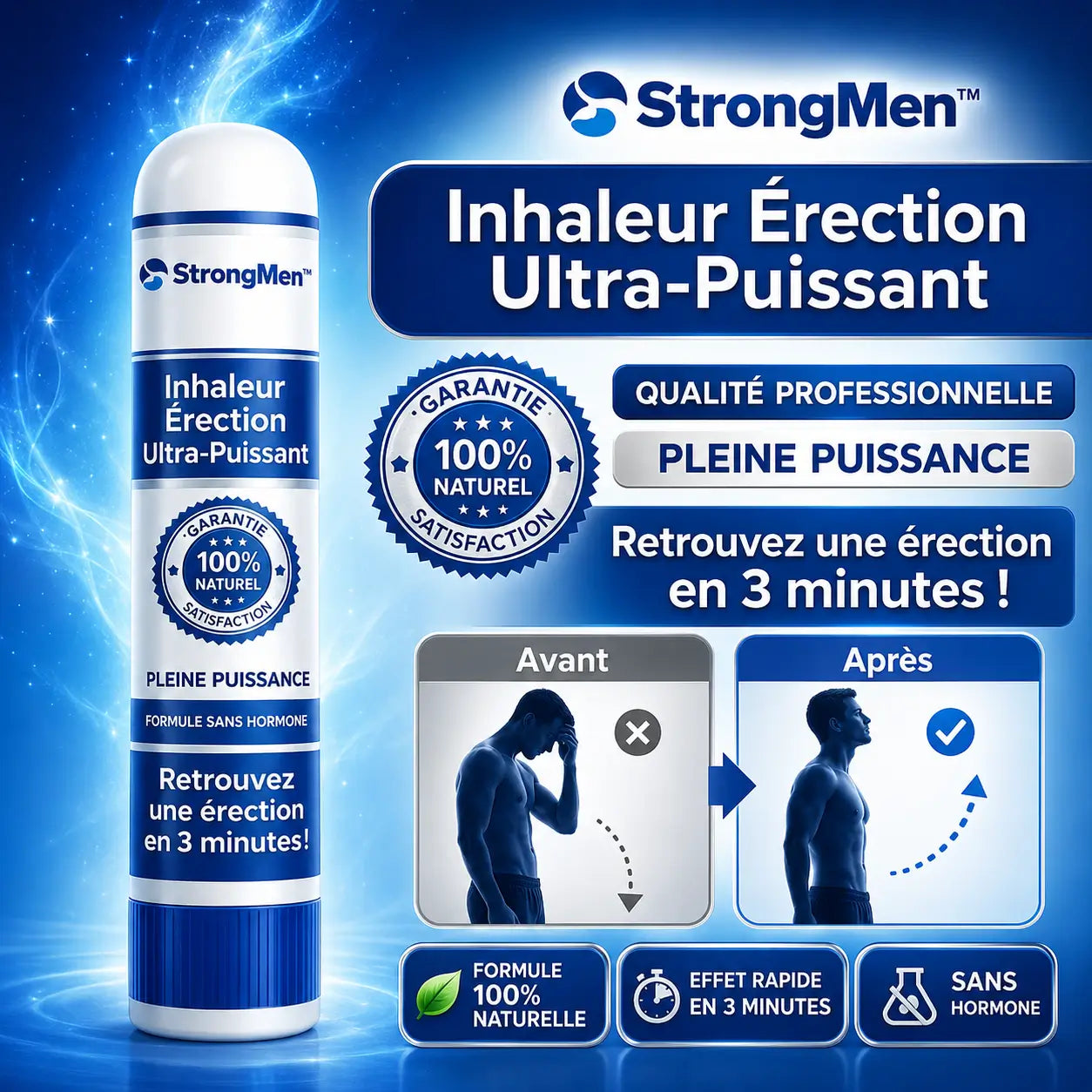 StrongMen™ Inhaleur Érection Ultra-Puissant | Retrouvez une érection dure comme la pierre en 3 minutes !