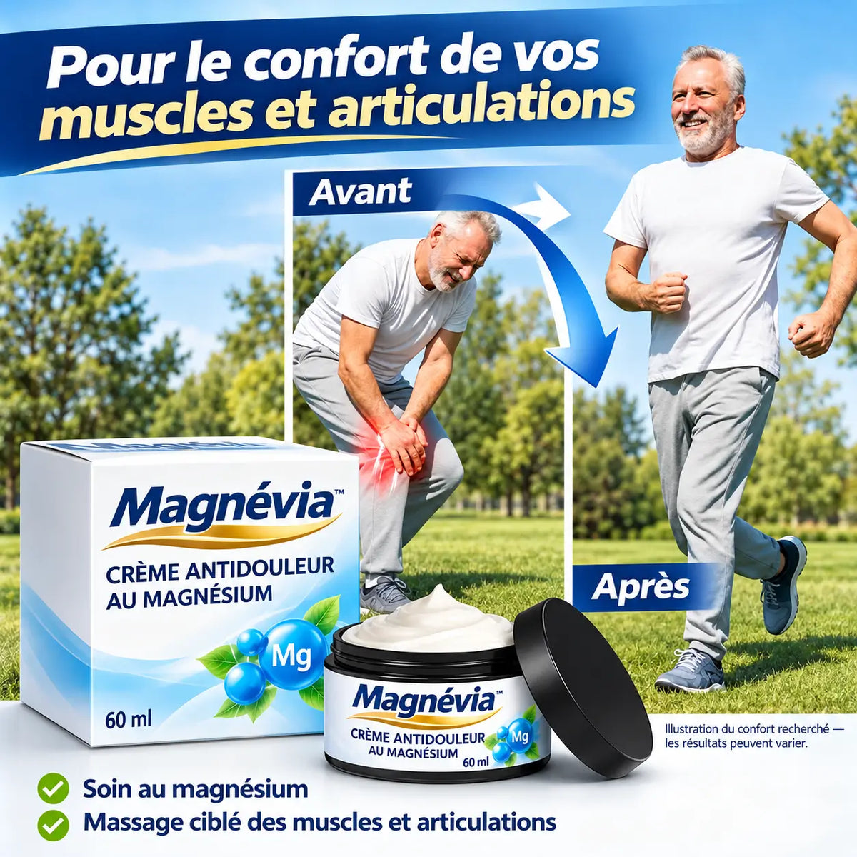 Magnévia™ Crème Antidouleur au Magnésium | Supprimez vos douleurs articulaires en 3 minutes !