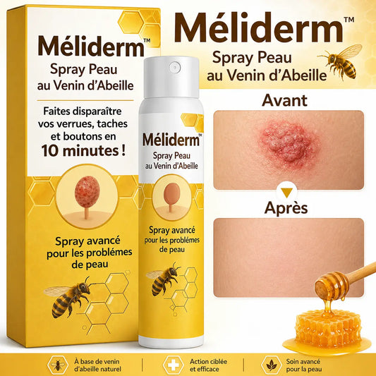Méliderm™ Spray Peau au Venin d’Abeille | Faites disparaître vos verrues, taches et boutons en 10 minutes !