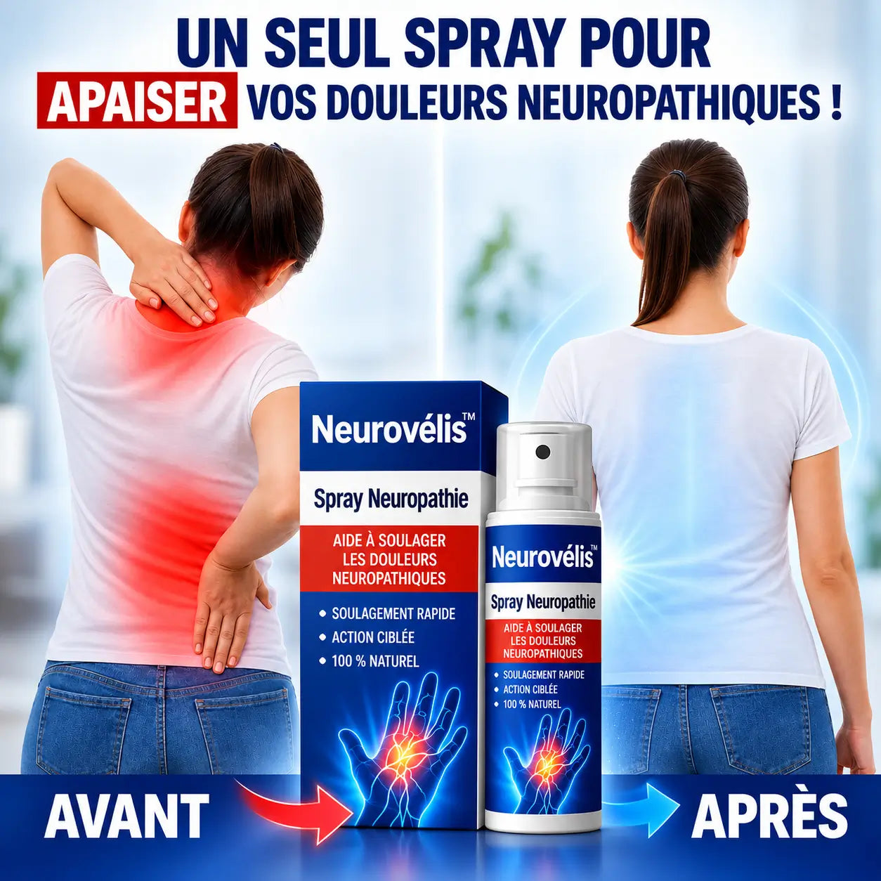 Neurovélis™ Spray Neuropathie | Stoppez picotements et engourdissements dès la première application !