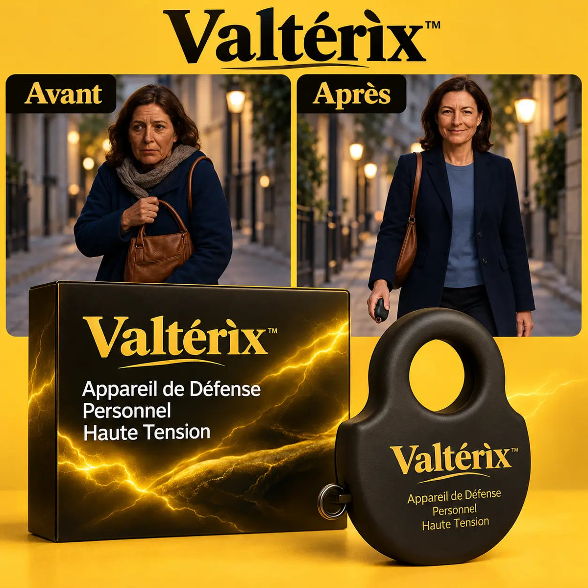 Valtérix™ Appareil de Défense Personnel Haute Tension | Neutralise tout agresseur en 1 seconde, sans effort !