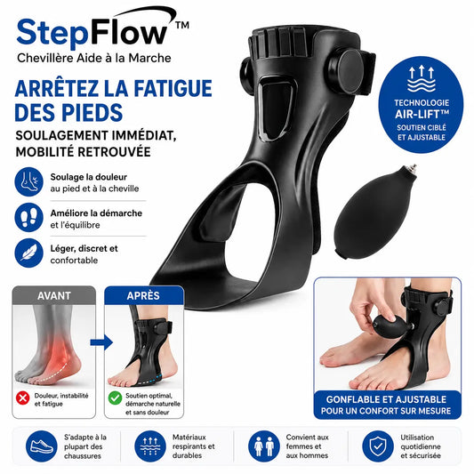 StepFlow™ Chevillère Aide à la Marche | Fini le pied qui traîne, remarchez normalement dès le premier pas !