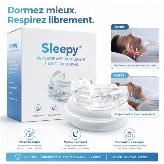 Sleepy™ Dispositif Anti-Ronflement & Apnée du Sommeil | Respirez librement et dormez profondément dès la première nuit !