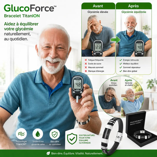 GlucoForce™ Bracelet TitanION | Votre glycémie est hors de contrôle ? Ce bracelet la fait chuter de 72 % en seulement 7 jours !