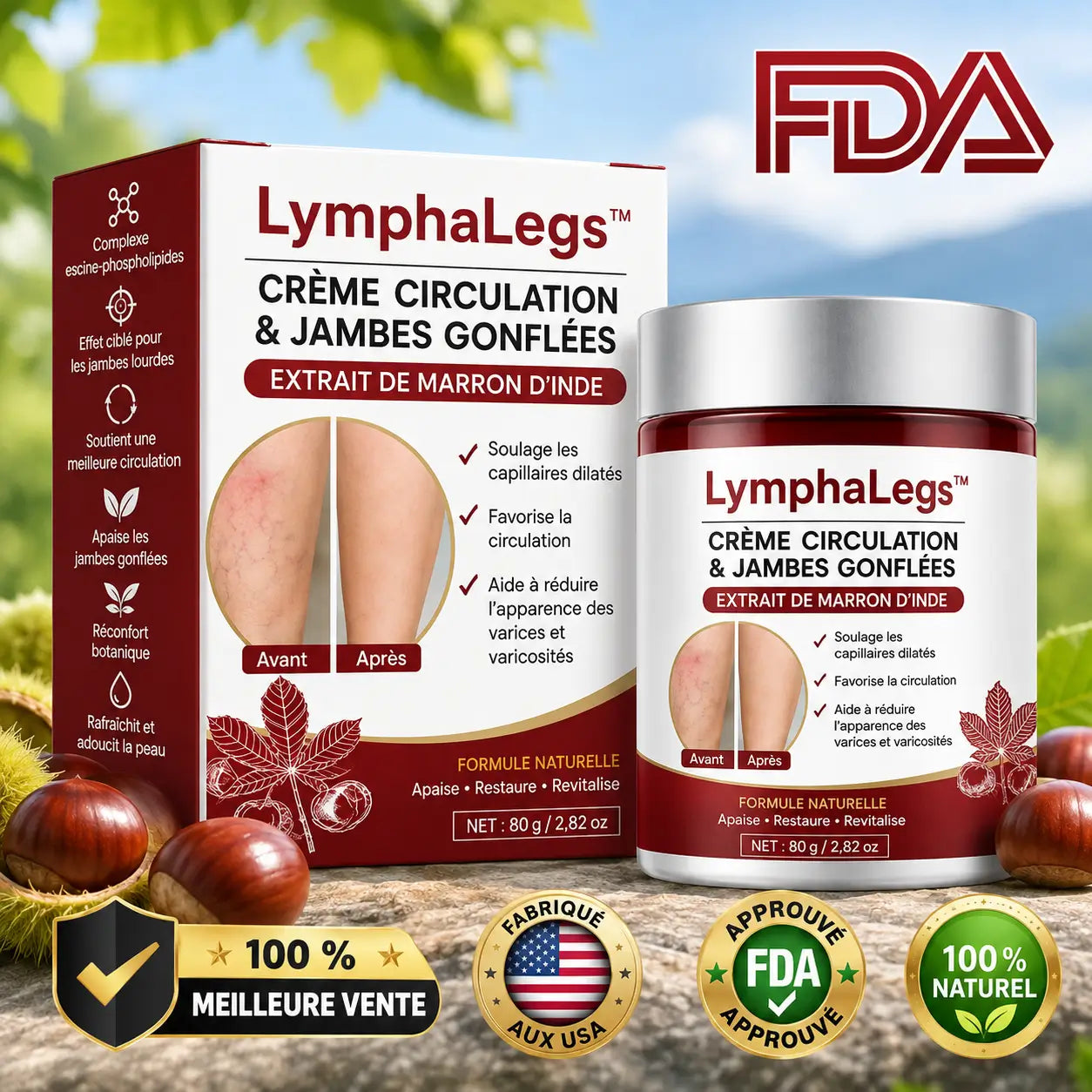 LymphaLegs™ Crème Circulation & Jambes Gonflées | Dégonflez vos jambes lourdes et marchez plus léger dès les premières applications !