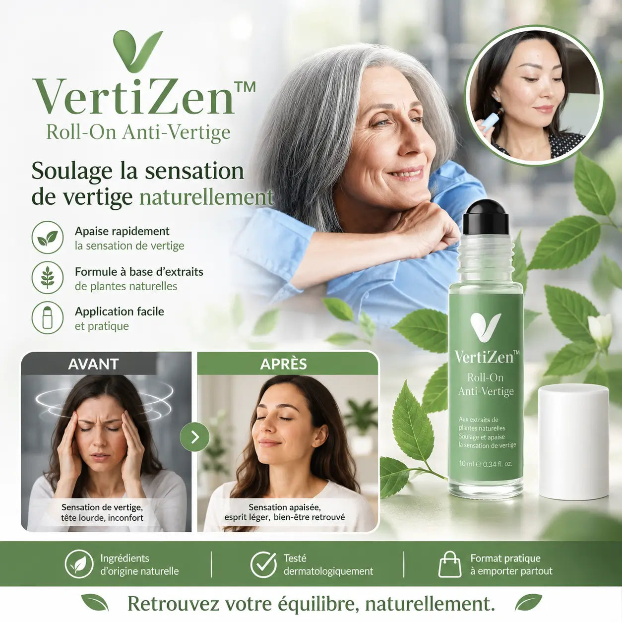VertiZen™ Roll-On Anti-Vertige | Mettez fin aux années de bourdonnements, sifflements et vertiges en seulement 5 minutes !