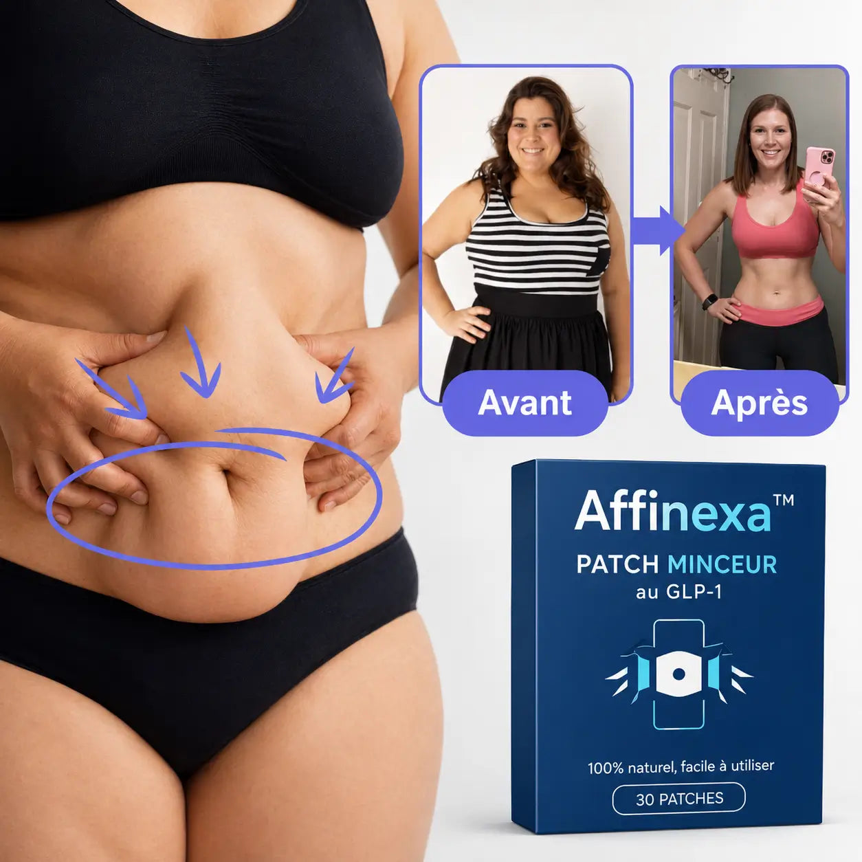 Affinexa™ Patch Minceur au GLP-1 | Perdez jusqu’à 4,3 kg de graisse en 5 jours !