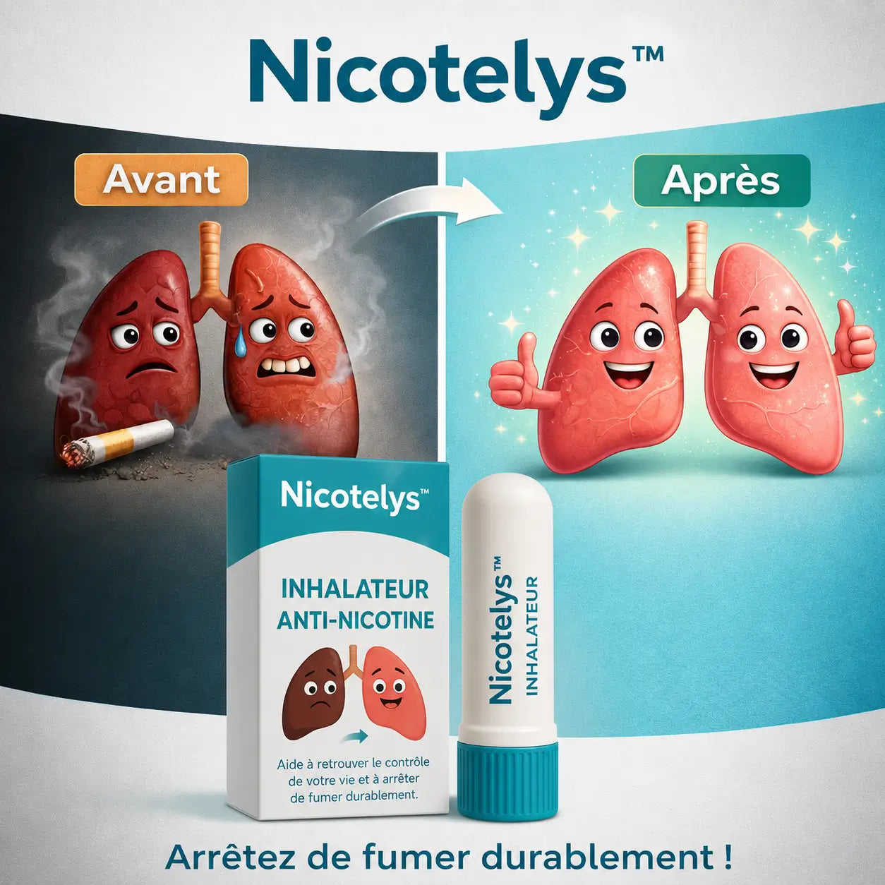Nicotelys™ Inhalateur Anti-Nicotine | Éliminez 97 % des envies de nicotine et arrêtez de fumer en seulement 3 jours !
