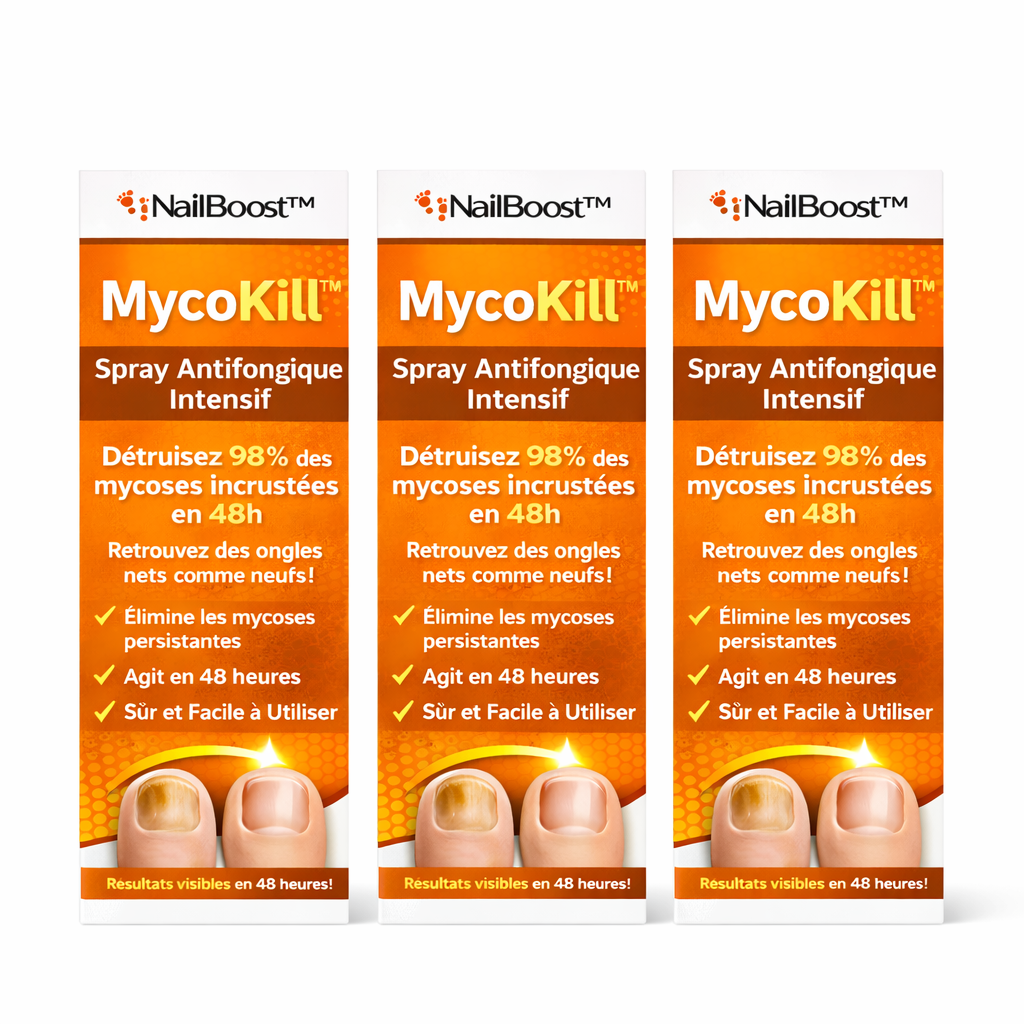 MycoKill™ Spray Antifongique Intensif | Détruisez 98% des mycoses incrustées en 48h et retrouvez des ongles nets comme neufs !