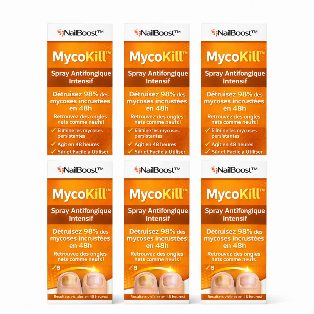 MycoKill™ Spray Antifongique Intensif | Détruisez 98% des mycoses incrustées en 48h et retrouvez des ongles nets comme neufs !