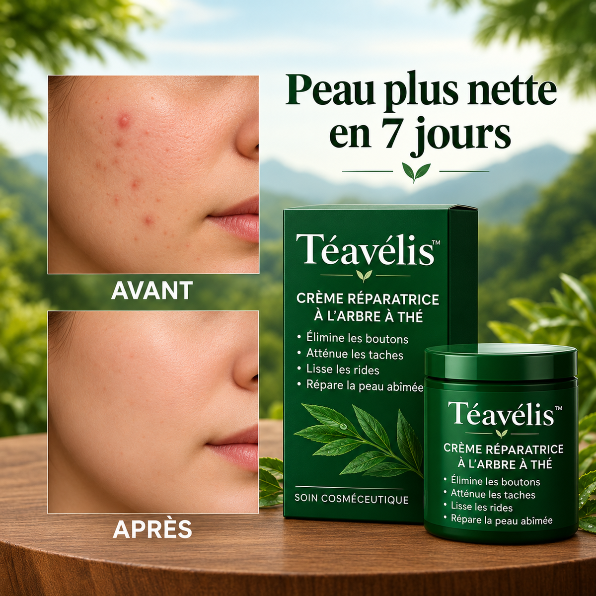 Téavélis™ Crème Réparatrice à l’Arbre à Thé | Éradique boutons, taches et rides en 7 jours – même sur peaux abîmées!