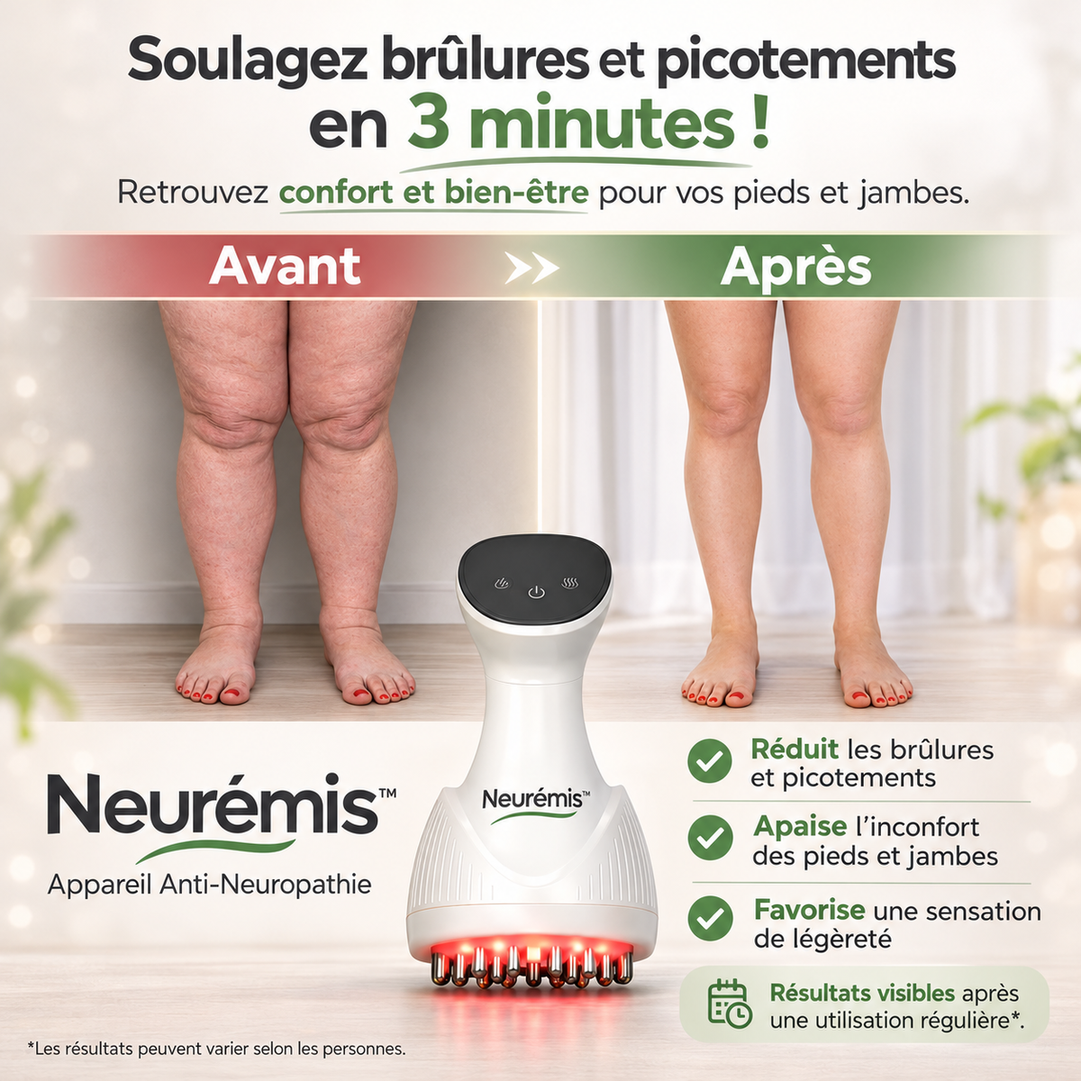 Neurémis™ Appareil Anti-Neuropathie | Éliminez brûlures et picotements en 3 minutes !