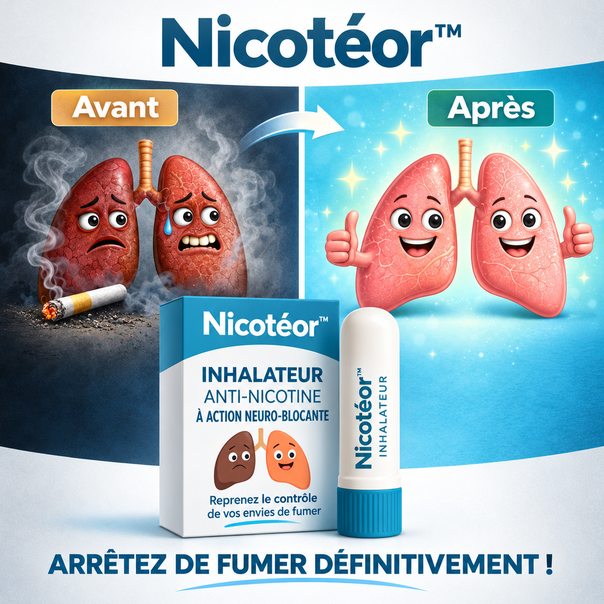 Nicotéor™ Inhalateur Anti-Nicotine à Action Neuro-Blocante | Arrêtez de fumer en seulement 3 jours !
