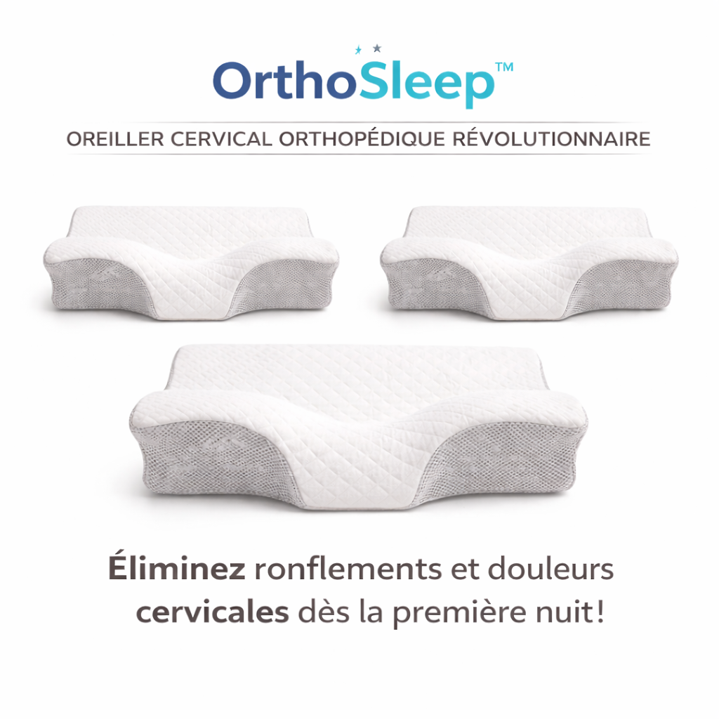 OrthoSleep™ Oreiller Cervical Orthopédique Révolutionnaire | Éliminez ronflements et douleurs cervicales dès la première nuit !