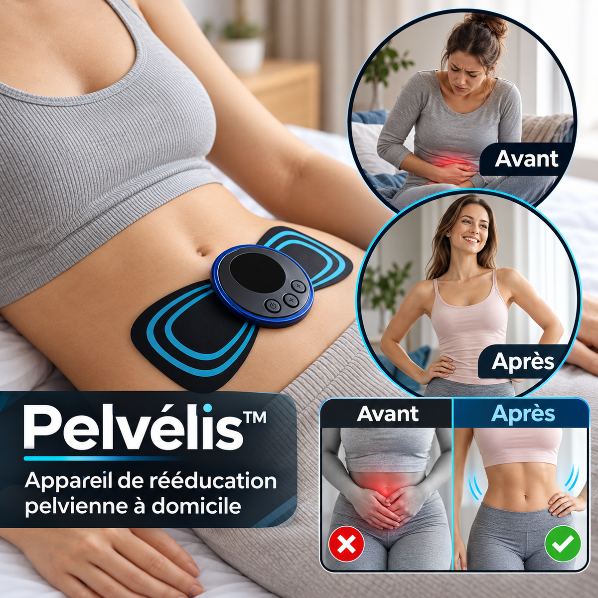 Pelvélis™ Appareil de Rééducation Pelvienne à Domicile | Stoppez les fuites urinaires en 15 minutes par jour !