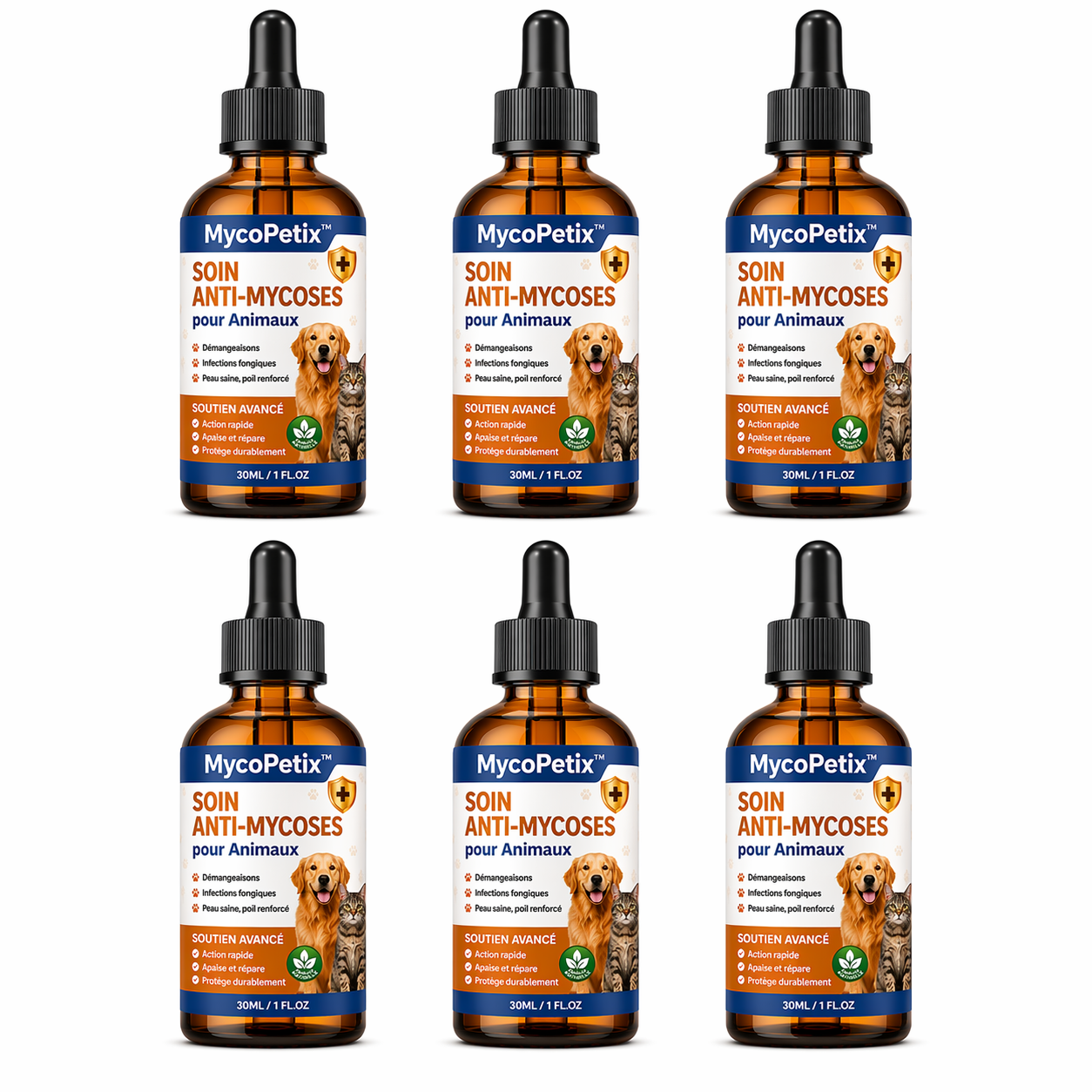 MycoPetix™ Soin Anti-Mycoses pour Animaux | Stoppez grattage et léchage en quelques jours !