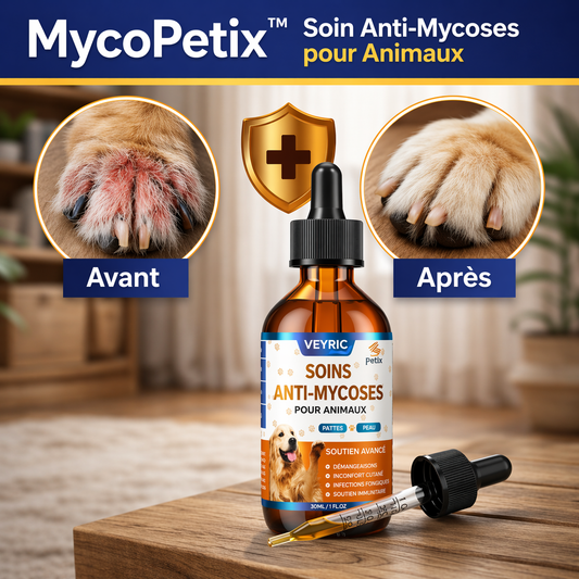 MycoPetix™ Soin Anti-Mycoses pour Animaux | Stoppez grattage et léchage en quelques jours !