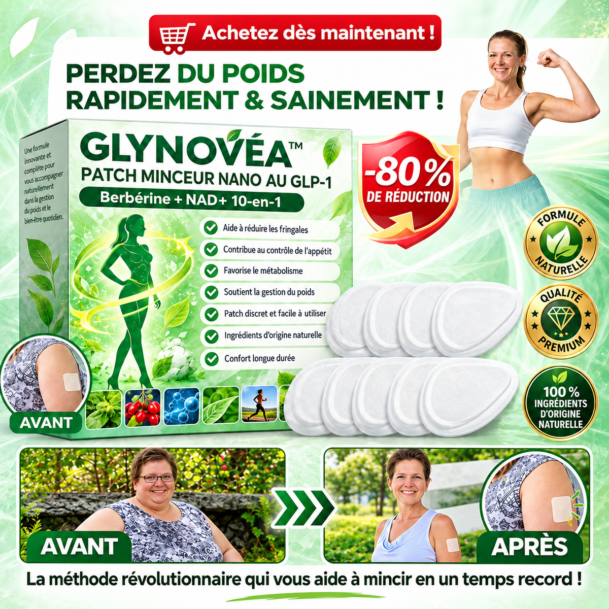 Glynovéa™ Patch Minceur Nano au GLP-1 | Perdez jusqu’à 7 kg en 7 jours sans régime ni effort !