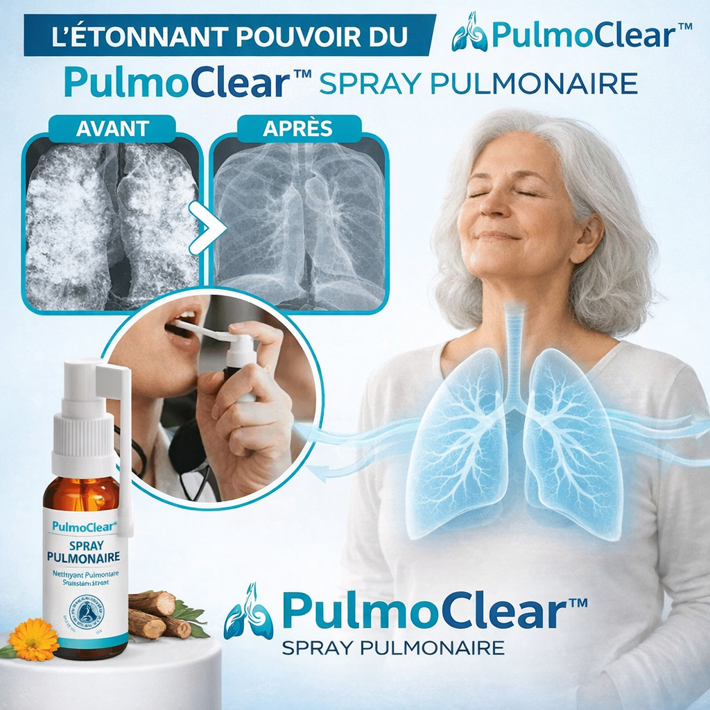 PulmoClear™ Spray Pulmonaire | Éliminez jusqu’à 92 % du mucus et respirez librement en 48 heures !