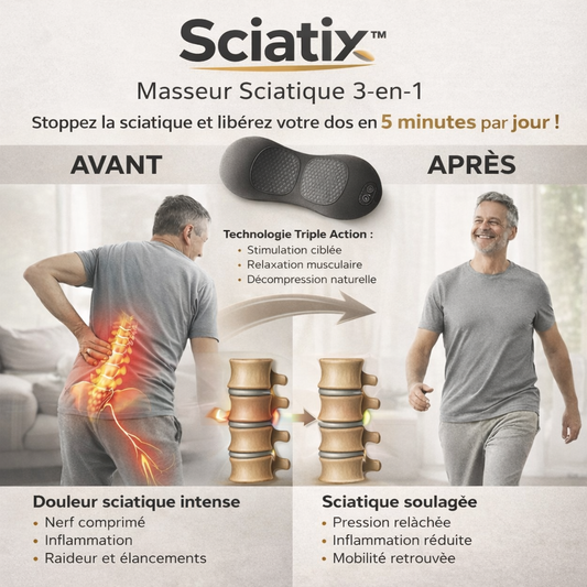 Sciatix™ Masseur Sciatique 3-en-1 | Stoppez la sciatique et libérez votre dos en 5 minutes par jour !