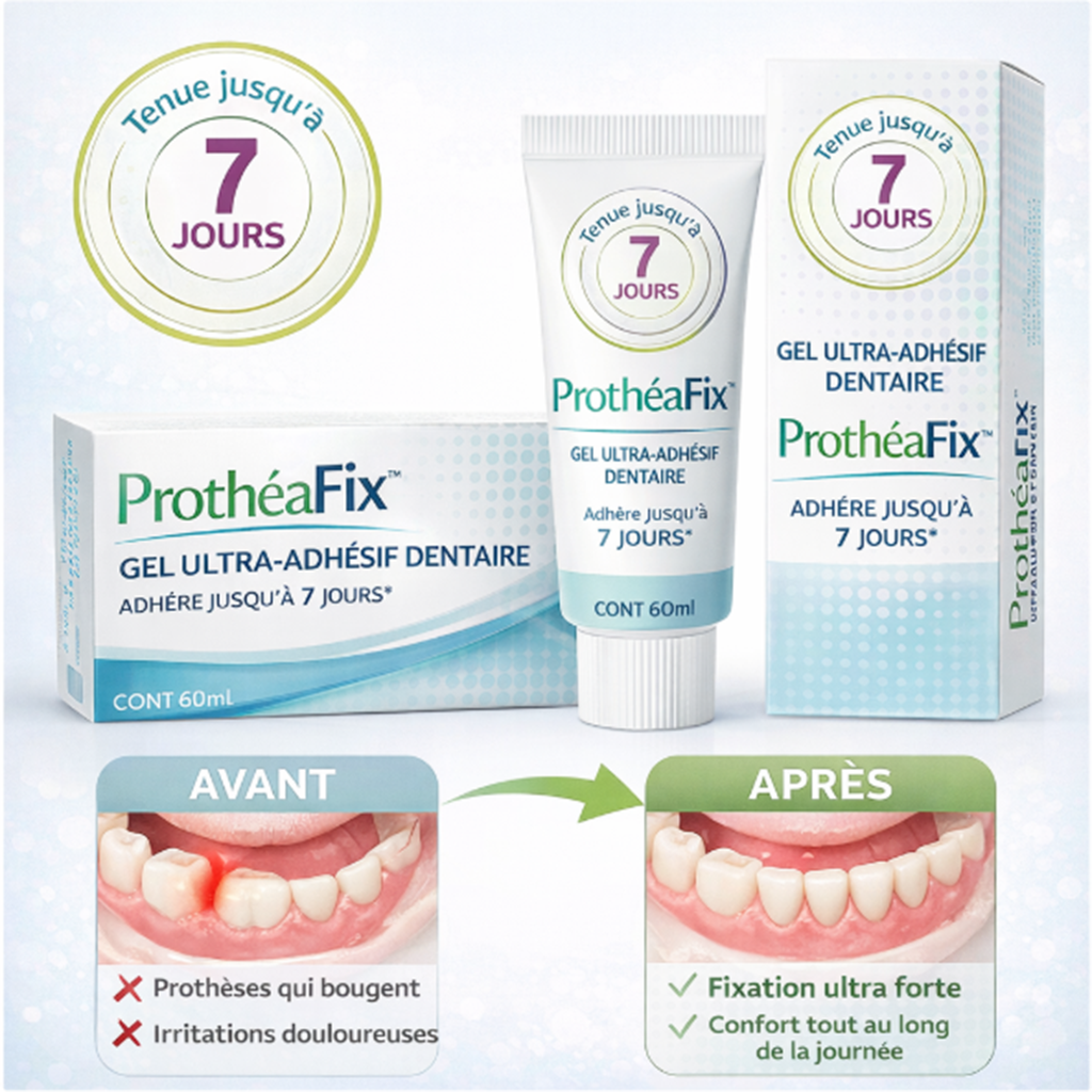 ProthéaFix™ Gel Ultra-Adhésif Dentaire | Fixation Béton en 60 secondes et Confort Total jusqu’à 24h !