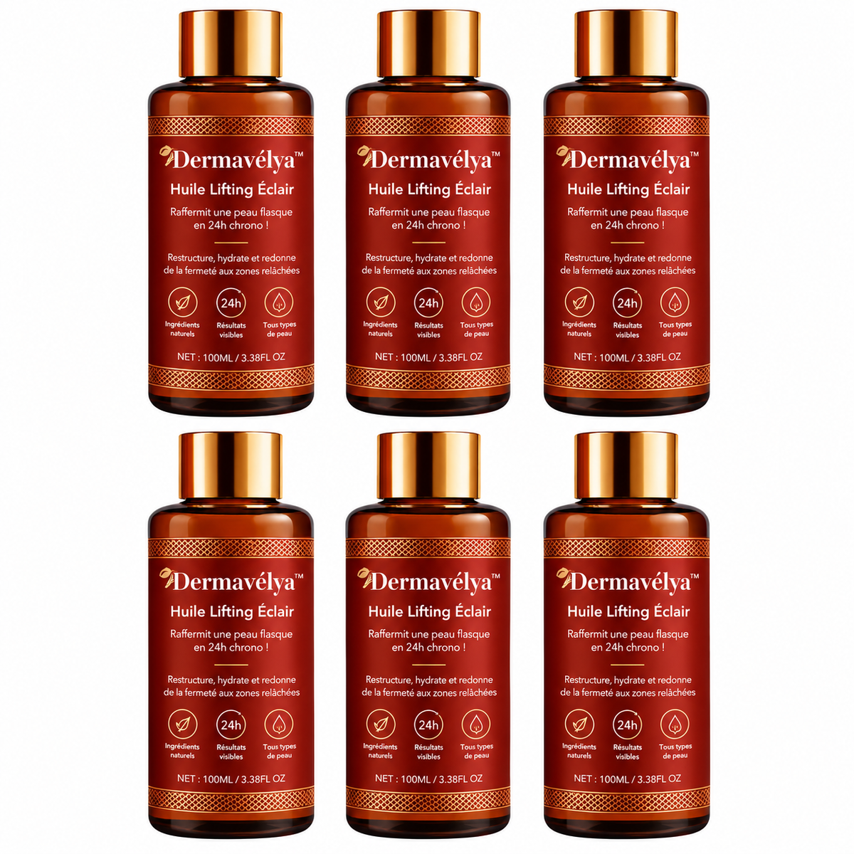 Dermavélya™ Huile Lifting Éclair | Raffermit une peau flasque en 24h chrono!