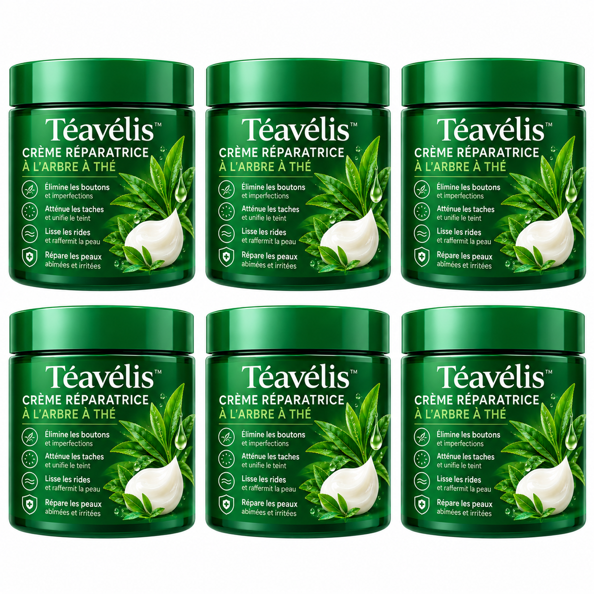 Téavélis™ Crème Réparatrice à l’Arbre à Thé | Éradique boutons, taches et rides en 7 jours – même sur peaux abîmées!