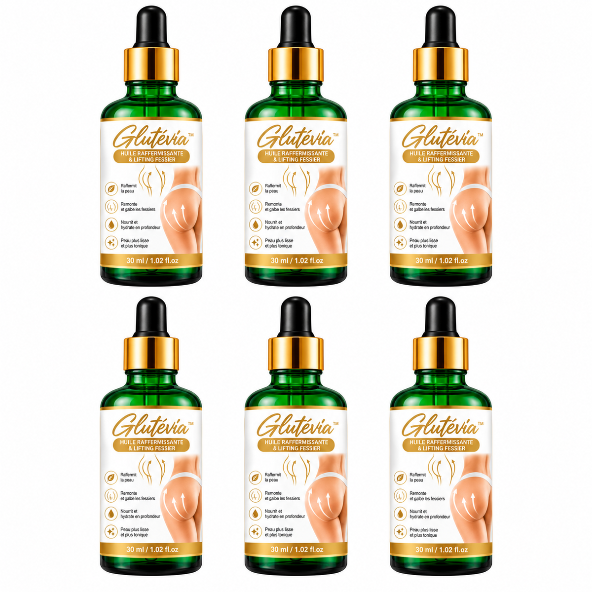 Glutévia™ Huile Raffermissante & Lifting Fessier | Des fesses fermes et remontées en 7 jours !