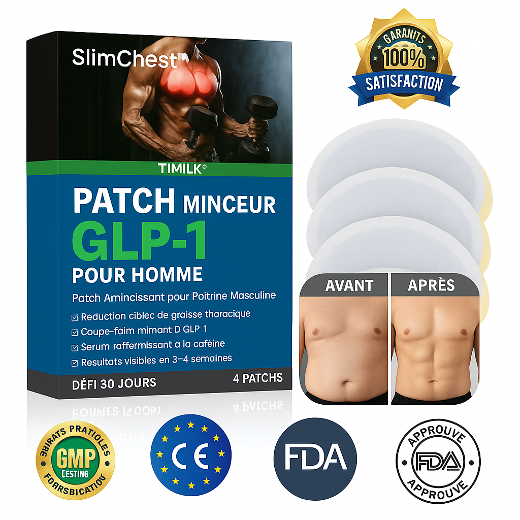 SlimChest™ Patch Minceur GLP-1 pour Homme | Élimine la graisse et affine votre poitrine en 10 minutes!