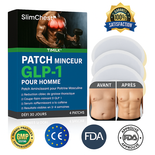 SlimChest™ Patch Minceur GLP-1 pour Homme | Élimine la graisse et affine votre poitrine en 10 minutes!