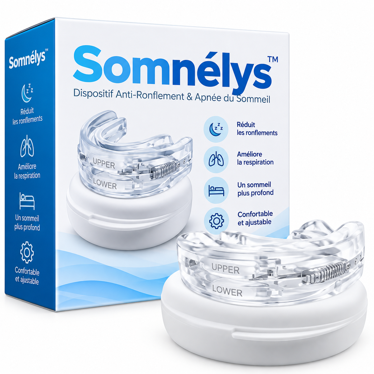Somnélys™ Dispositif Anti-Ronflement & Apnée du Sommeil | Respirez librement et dormez profondément dès la première nuit !