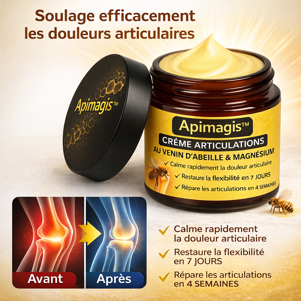 Apimagis™ Crème Articulations au Venin d’Abeille & Magnésium | Retrouvez des mouvements sans douleur en quelques minutes !
