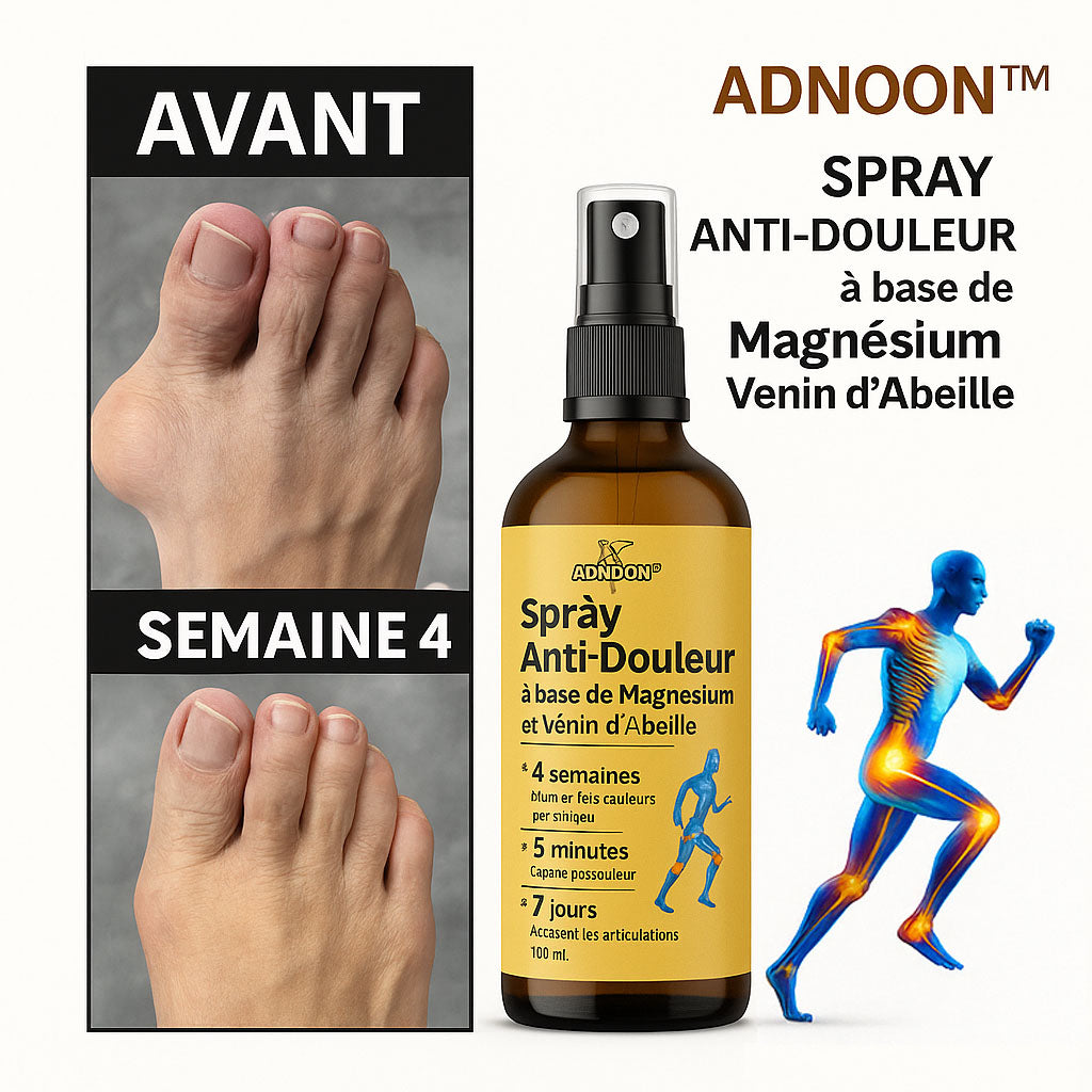 ADNOON™ Spray Anti-Douleur à base de Magnésium et Venin d'Abeille | Stoppe la douleur articulaire dès la première pulvérisation!