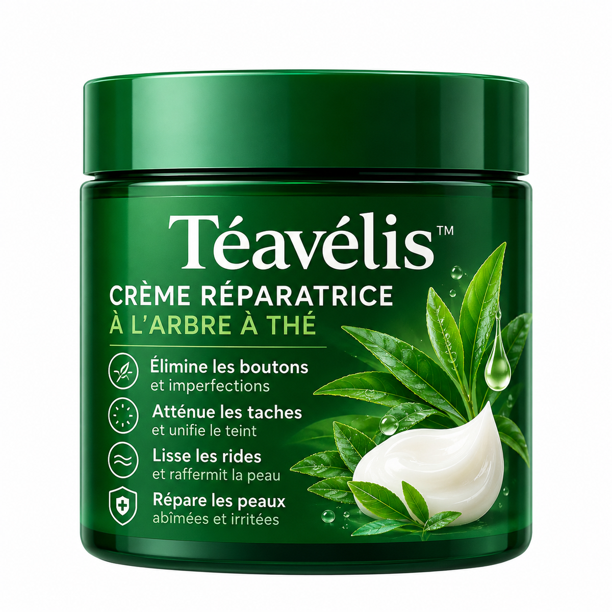 Téavélis™ Crème Réparatrice à l’Arbre à Thé | Éradique boutons, taches et rides en 7 jours – même sur peaux abîmées!